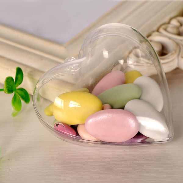 40Pcs Plastic Wedding Heart Candy Boxes Transparent Clear Christmas Case Storage Container Baby Shower Favor Wholesale Mini Jewelry Bracelet