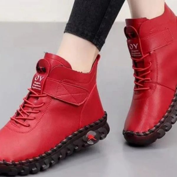Fur Thick Boots Short Leather Ladies Furry Orthopedic Shoes Woman Winter Waterproof Snow Boot Botas Mujer 241111