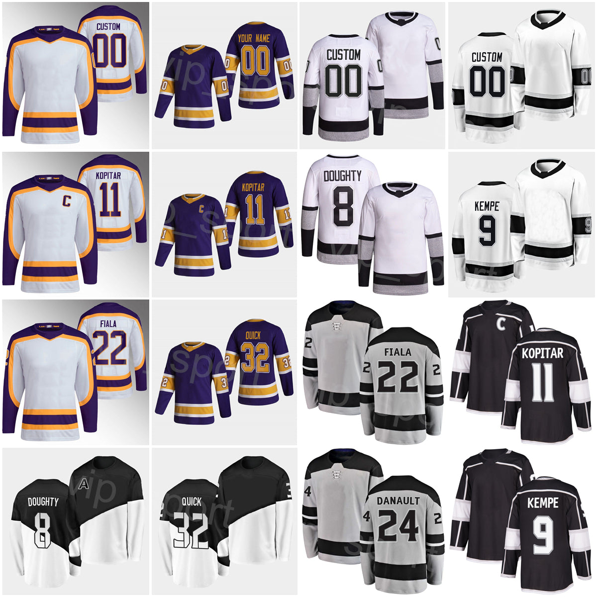 Man Woman Youth 2023 Reverse Retro Hockey 12 Trevor Moore Jerseys 22 Kevin Fiala 11 Anze Kopitar 8 Drew Doughty 32 Jonathan Quick 9 Adrian Kempe 24
