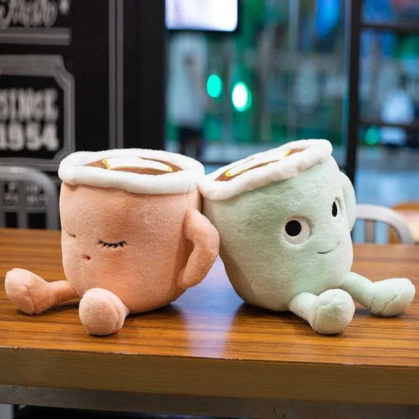 Plush Dolls 20-30cm cute fluffy cartoon filled plush coffee cup toy romantic pink cherry blossom latte and Japanese matcha doll fancy gift H