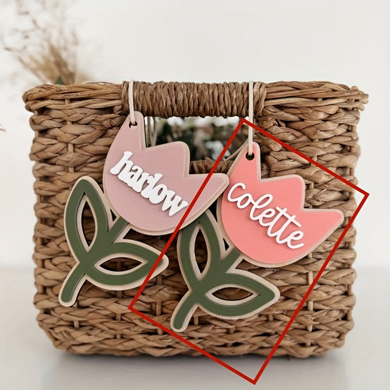 TEMU Pack Of 1 Customizable Acrylic Name Tag Pendant, Double Layered Design, Reusable Personalized Gift Label, Romantic Pop- Style, With No Power