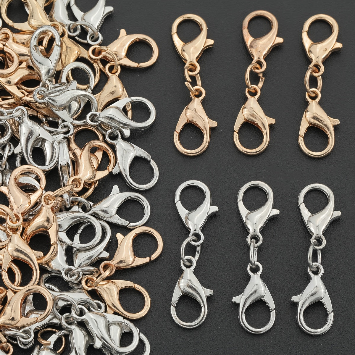 TEMU 50pcs Alloy Double Head Lobster Clasp, , Clasp, Extension Claw Connector, Necklace Clasp Bracelet Clasp, Chain Accessories, Clothing Decoration