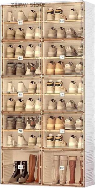 Storage Holders Rac Portable shoe rack organizer for wardrobe entrance with magnetic transparent door and 9 layers 36 pairs of lids Y240319