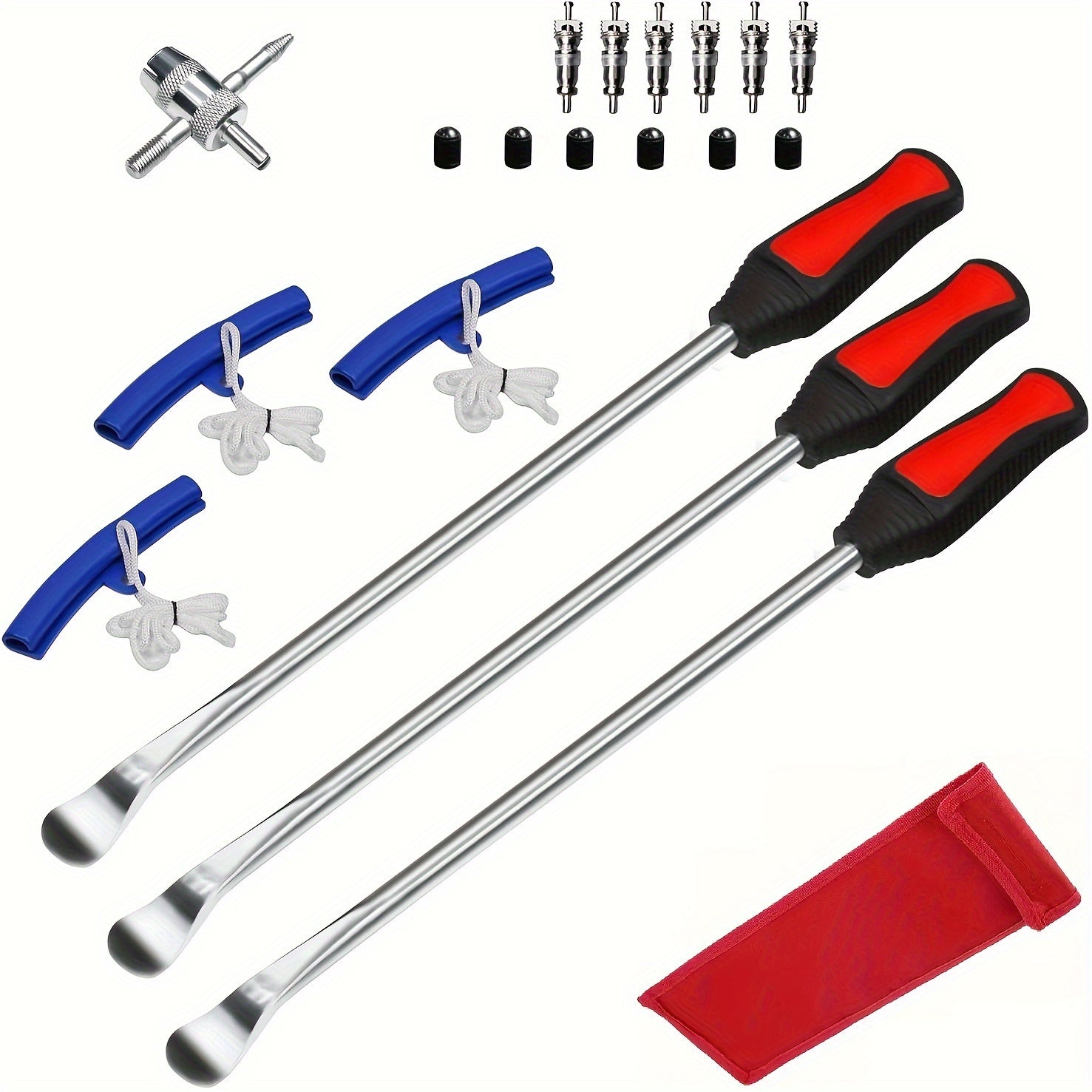 TEMU " Tire Spoons Iron Set, Steel Tire Changing Removal Tool For Dirt Bike Lawn Mower Motorcycle|tire Spoon |rim Protector|valve Tool|valve