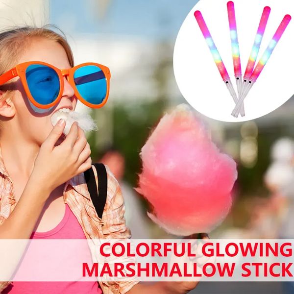 Non-Disposable Food-Grade Light Cotton Candy Cones Colorful Glowing Luminous Marshmallow Sticks Flashing Key Christmas Party Jn13 0603