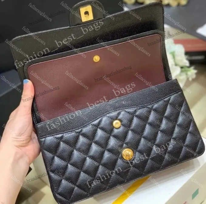 10A Designer bag Mirror quality Jumbo Double Flap Bag Luxury 23cm 25CM 30cm Real Leather Caviar Lambskin Classic All Black Purse Quilted Handbag Sho