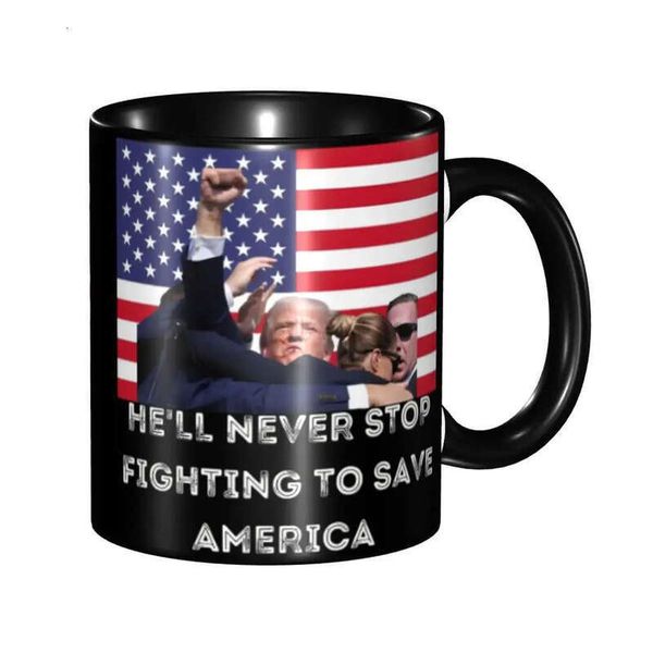 Shooting Support Mug Trump Rally Donald Novelty Fighting To Save America Coffee Cup Gift For Women Menm240716