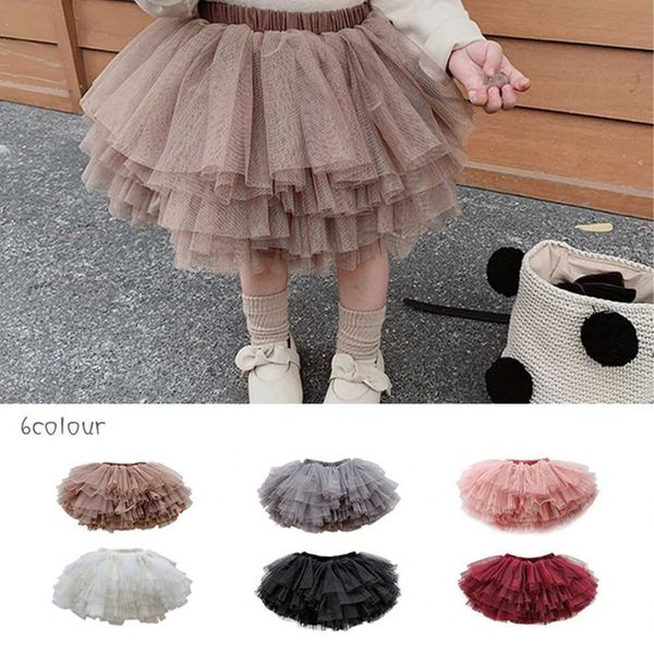 tutu Dress Baby Girls Brown Tutu Skirt Super Fluffy 6 Layers Pettiskirt Princess Ballet Dance Skirts s Tulle Skirt Xmas Child Clothes S24123