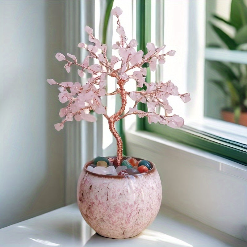 TEMU 1pc Elegant Tree With Ith Ceramic Base – Colorful Desktop Ornament, Christmas Tree Ideal For Or Birthday Gift, Party Decor, Crystal Decor