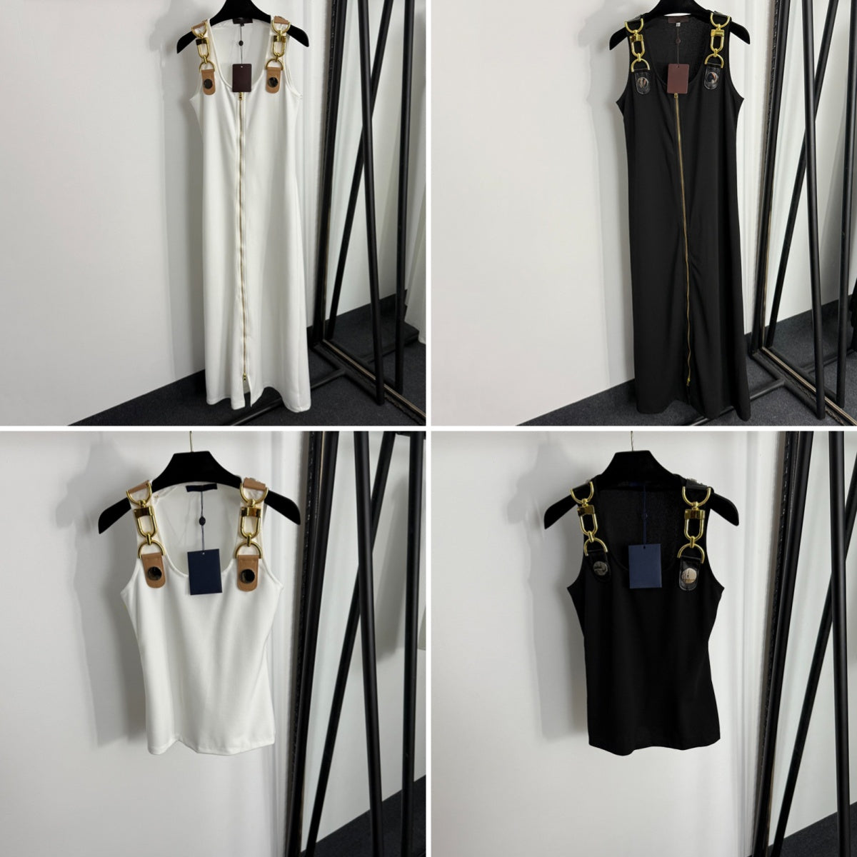 Vintage Sling Dress Zipper Cardigan Dresses Personality Strap Button T Shirt Street Style Tees Summer Luxury Designer Tanks Tops