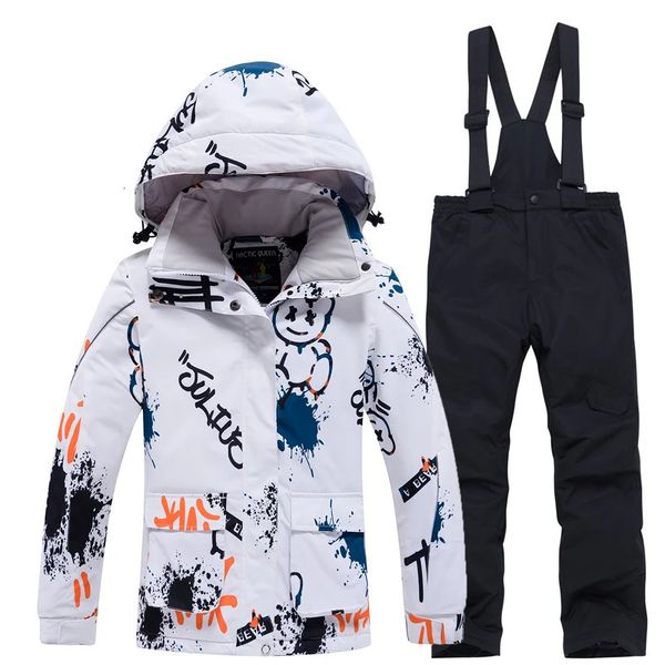 Fashion Childrens Snow Suit Snowboard Clothing Sets Outdoor Wear Ski Coat and Strap Pant Kids Costumes Boys Girls 241007