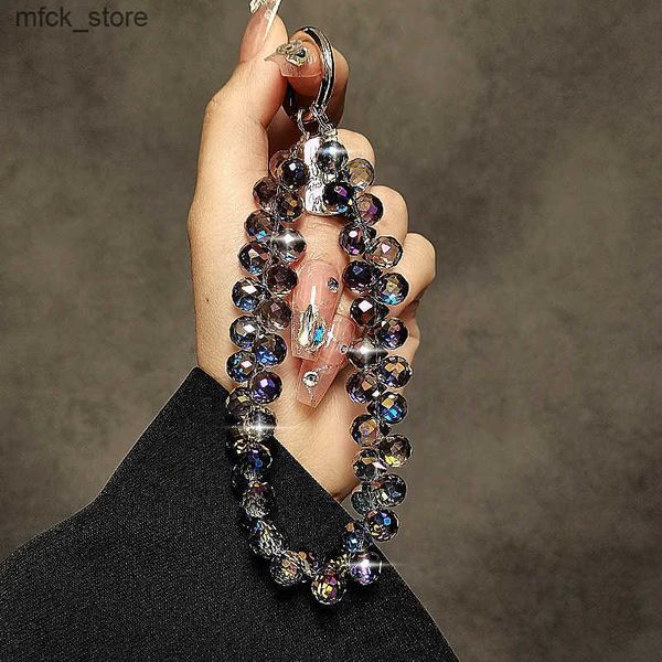 Cell Straps Charms Mobile Phone Lanyard High-end Luxury Short Water Drop Crystal Hanging Hand-beaded Wrist Chain Hand-held Pendant J241203