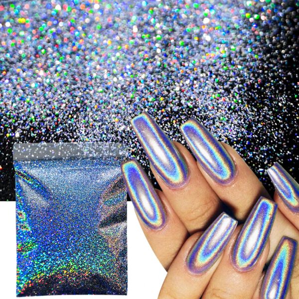 10g-bag Rubbing Nail Powder Holographic Extra Fine Glitter Mirror Chrome Pigment Dust UV Gel Polish Nail Art Decoration