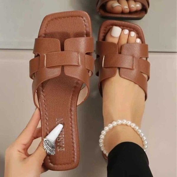 Summer Novo Slippers Wen Bottom Bot Bot N-Slip Outdoor Aberto da praia Sandals Sexy Fi Design Sliders Wan Shoes Y241225