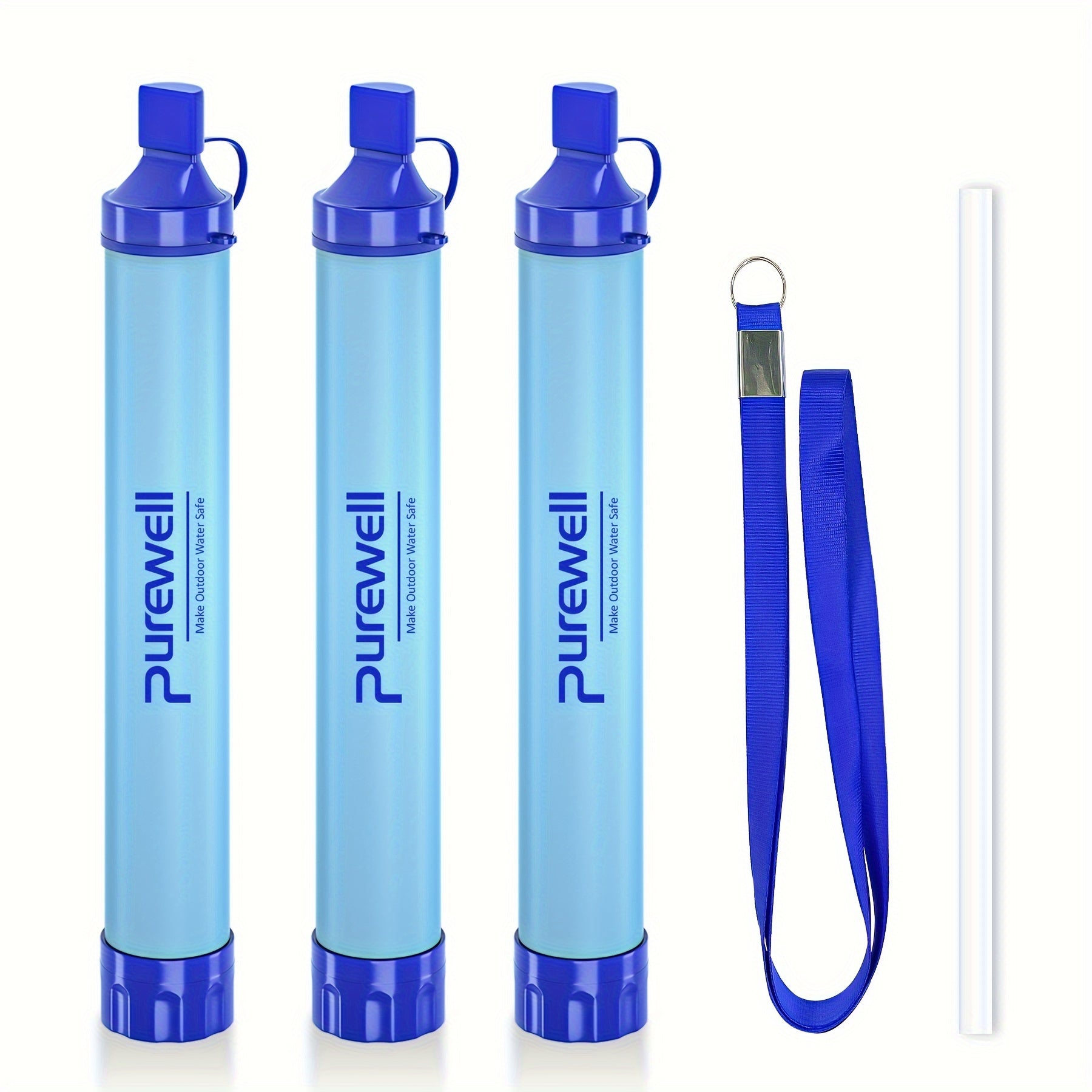 TEMU 3pcs Outdoor Water Filter Personal Water Filtration Straw Emergency Survival Gear Water Purifier For Camping Hiking Climbing Backpacking,