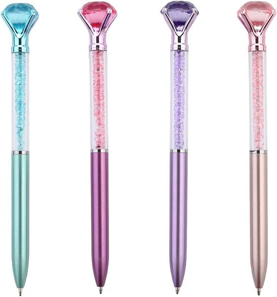 New Crystal Diamond Pens Shiny Ballpoint Pen Black Ink Pens Suitable For Supplies Office Writing Signature Supplies