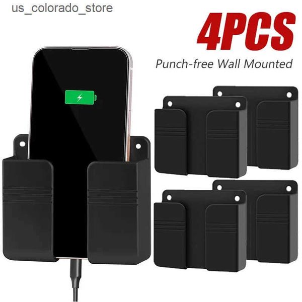 Cell Phone Mounts Holders 4-1Pcs Multifunction Wall Mounted Organizer Storage Box Punch Free for Remote Control Mobile Phone Plugs Cable Cha