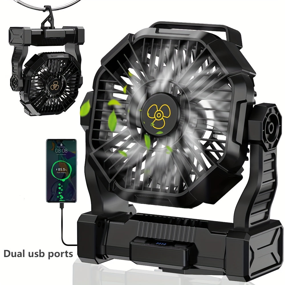 TEMU 20000mah Outdoor Fan, Battery Powered Fan With 4 Led Lights, Desktop Fan With Remote Control, Portable Outdoor Fan With Tent , Power Outage,