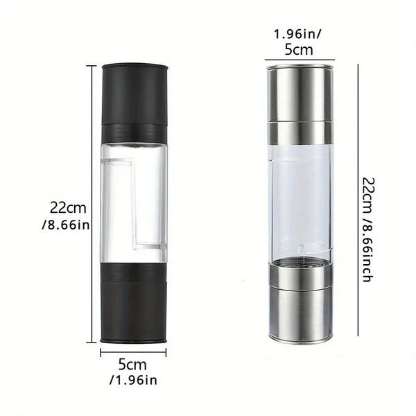 2 In 1 Pepper Mill Manual Stainless Steel Salt and Pepper Grinder Set with Adjustable Ceramic Grinding Spice Grinder KitchenTool 250117