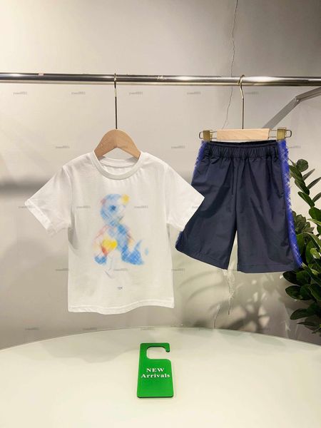 Popular baby T-shirt set Summer two-piece child tracksuits kids designer clothes Colorful doll bear print Short sleeved and shorts