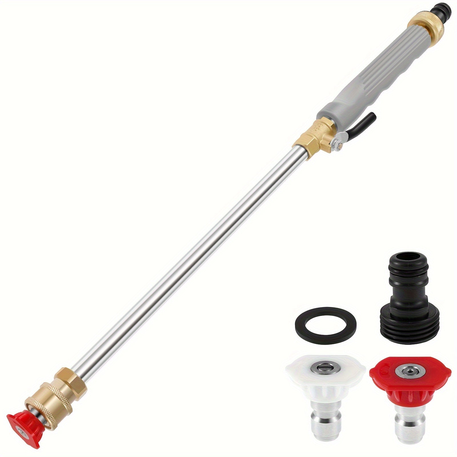 TEMU 1set High Pressure Washer Wand For Garden Hose Jet High-pressure Washer Tools With 2 Nozzles Heavy-duty Metal Hose Nozzle Pressure Washer Tool