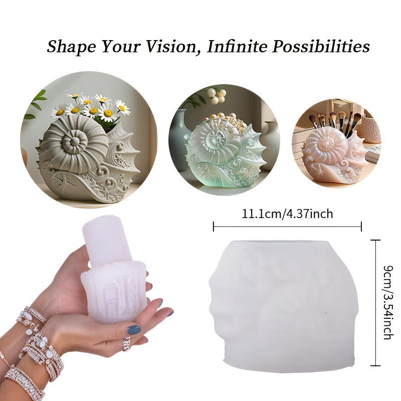 TEMU 1pc 3d Seashell Silicone Mold With Spiral Shell & Starfish Coral Relief - Reusable Non-toxic Easy-release Molds For Soap, Candle, Resin, Clay