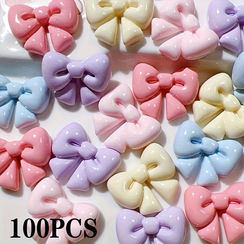 TEMU 100pcs Slime Charms Flatback Resin Charms Cute Bow Embellishments For Hair Clips, Photo Frames, Phone Cases, Jewelry Boxes, Stationery Boxes,