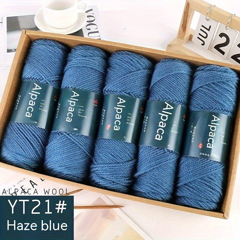 TEMU 5pcs 95% Alpaca Wool, 5% Acrylic Yarn, Medium Thickness Yarn For 4-5mm Knitting Needles, Warm And Soft, Suitable For Knitting Sweaters, Jackets,