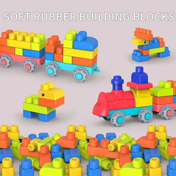 New Upgraded Early Education Puzzle Assembly Toy Chewable And Boiled Large Soft Rubber Building Block DIY Large Size Toy ThanC250211
