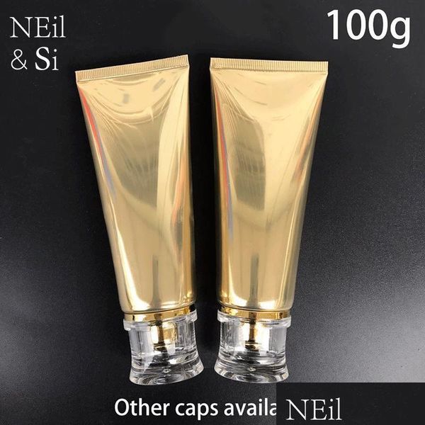 wholesale Packing Bottles Wholesale 100Ml Gold Plastic Soft Bottle 100G Cosmetic Facial Cleanser Cream Empty Squeeze Tube Shampoo Lotion Dro