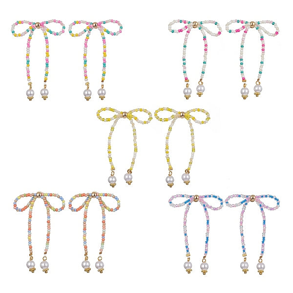 Boucles d'oreilles à nœud papillon en perles de graines