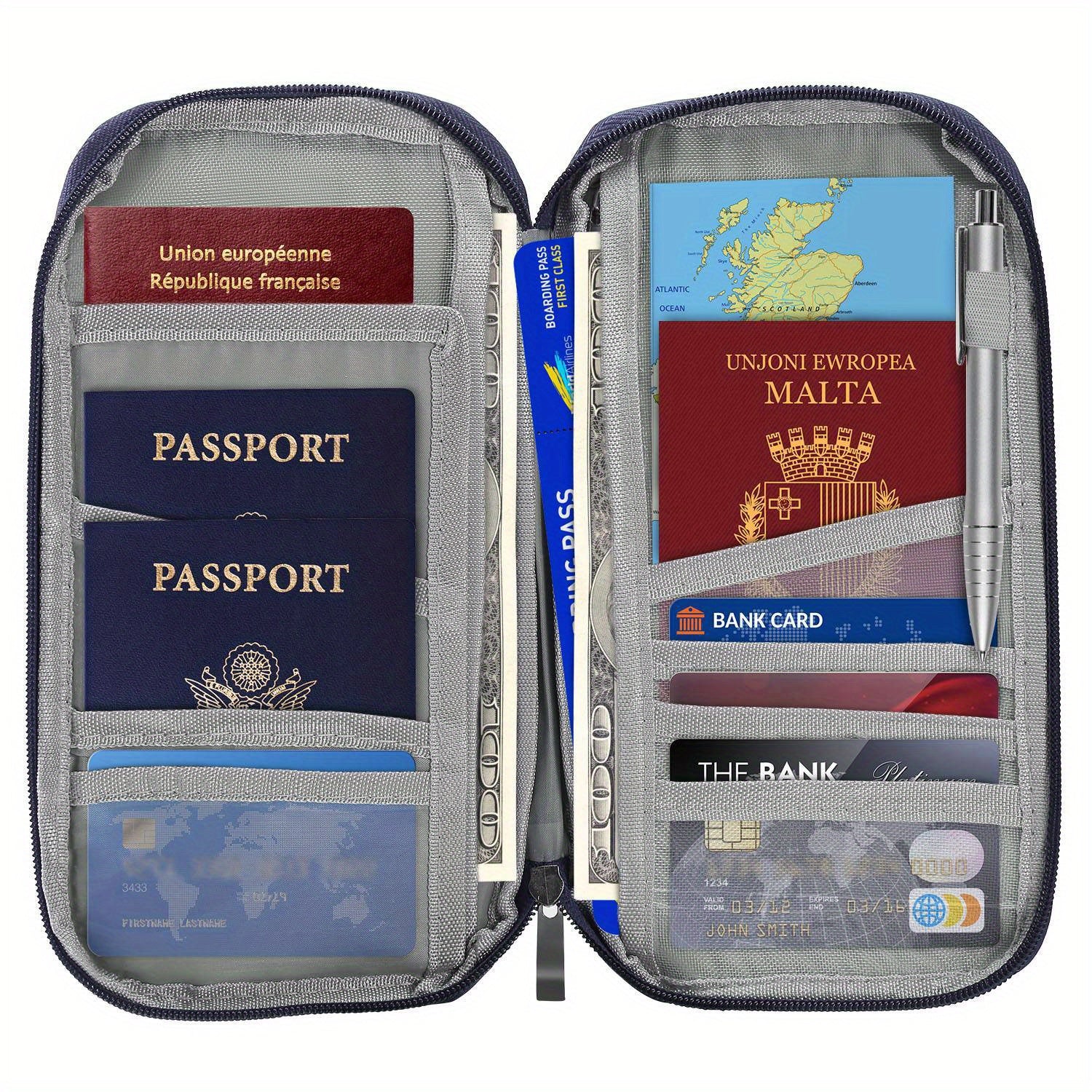 TEMU Travel Passport Wallet, 12 Cells Holder, Trip Organizer, Travel Accessories Bag Card Holder