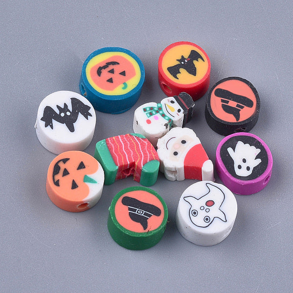 Halloween-Christmas Theme Handmade Polymer Clay Beads
