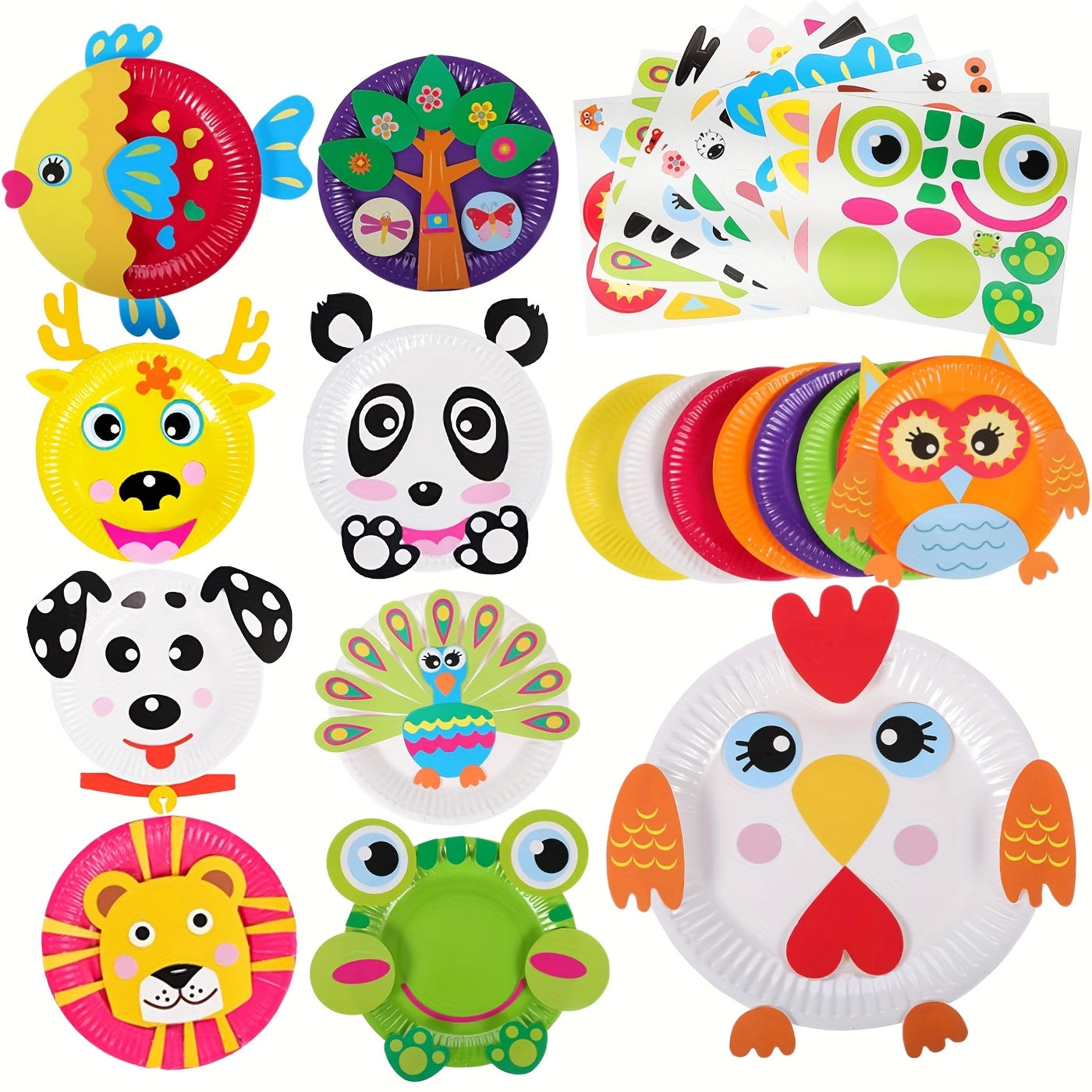 TEMU Busaurus Diy Animal Art Paper Plate Craft Set For Kids, 10-pack, Supplies And Preschool Activities, Ideal For Christmas, And Halloween Games &