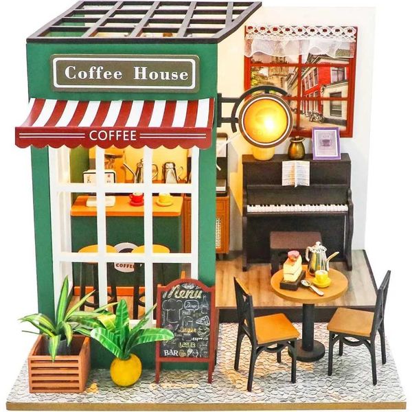 Dollhouse Miniature with FurnitureDIY Wooden Crafts Doll House Mini Handmade Kit with Dust Cover and Music1 24 Scale CreativeT250111