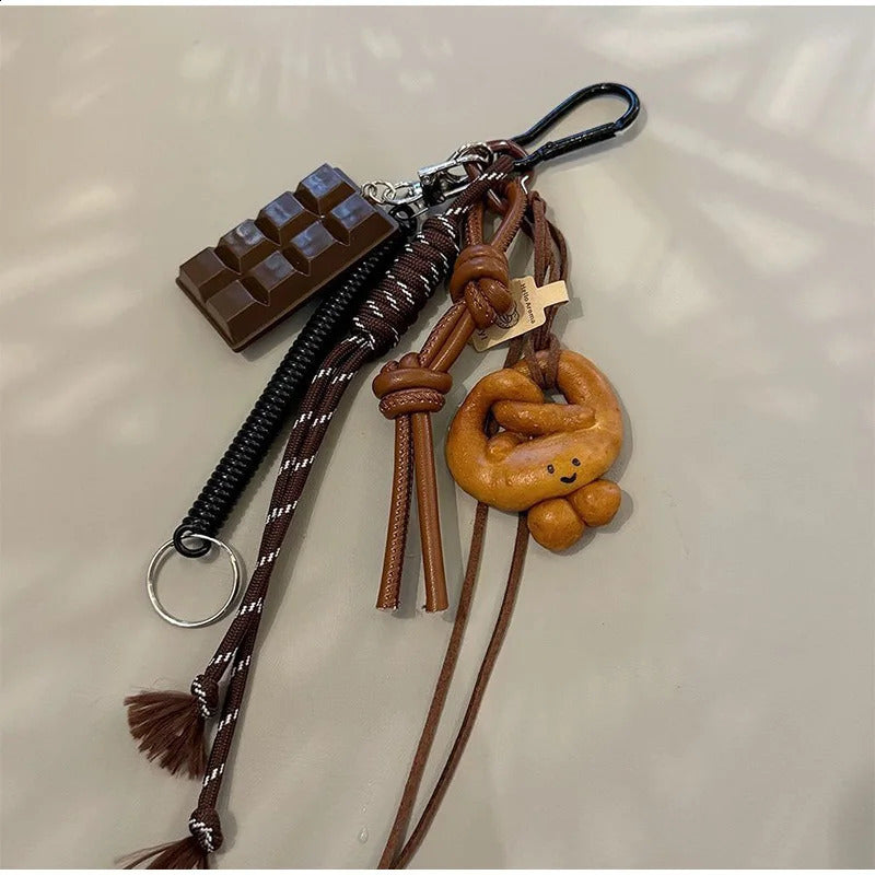 25 Style Food Theme Bread Chocolate Bag CharmCar Keyring Hanging PendantSausage Dog Handbag Schoolbag Decoration Accessories 250224