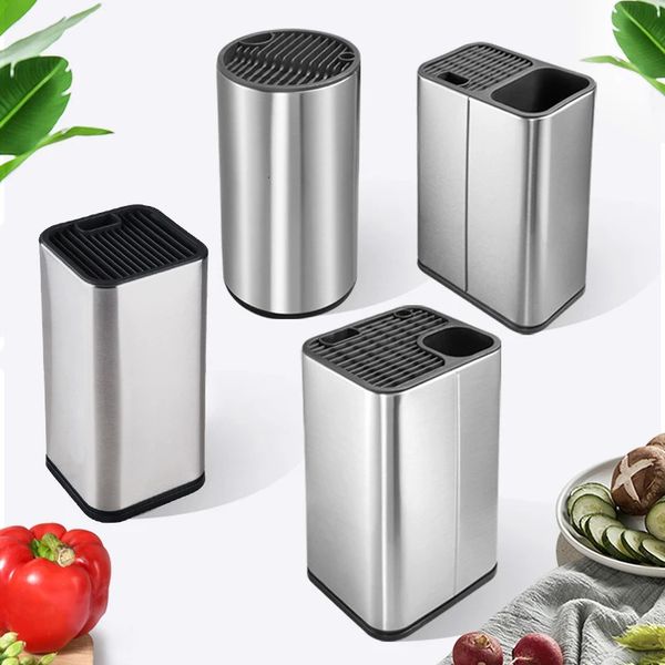 Square Stainless Steel Knife Holder Baking Tools Storage Kitchen Tools Storage Bucket Sharpener Scissors Universal Stand 241209