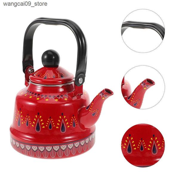 Health Pots Kettle Cute Tea Vintage Teapot Teakettle Teapots Chinese Stove Top Enamel Coffee J241116
