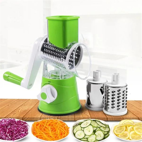 Manual Vegetable Cutter Slicer Kitchen Roller Gadgets Tool Vegetable Chopper Round Slicer Graters Potato Carrot Cheese Shredder 240104 LL