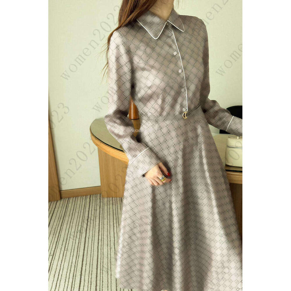 Brand women dress Designer skirt womens dresses Fashion letter Logo long sleeves dress casual skirts vacation lapel dress Dec 25
