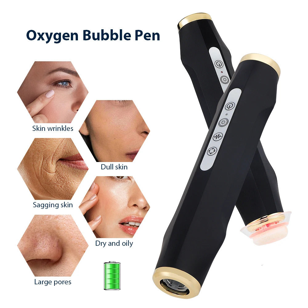 Portable CO2 oxygen bubble pen rechargeable facial cleaning balance serum input pen -aging skin care beauty equipment 241202