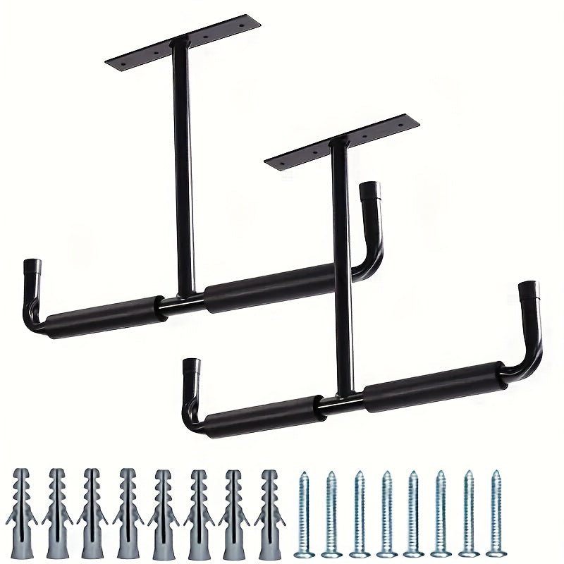 TEMU 1pc Metal Garage Storage Hook Rack, Wall-ceiling Installation, Heavy Duty Practical Hooks, Ladder Hooks, Suitable For Hanging Hoses, Wood And