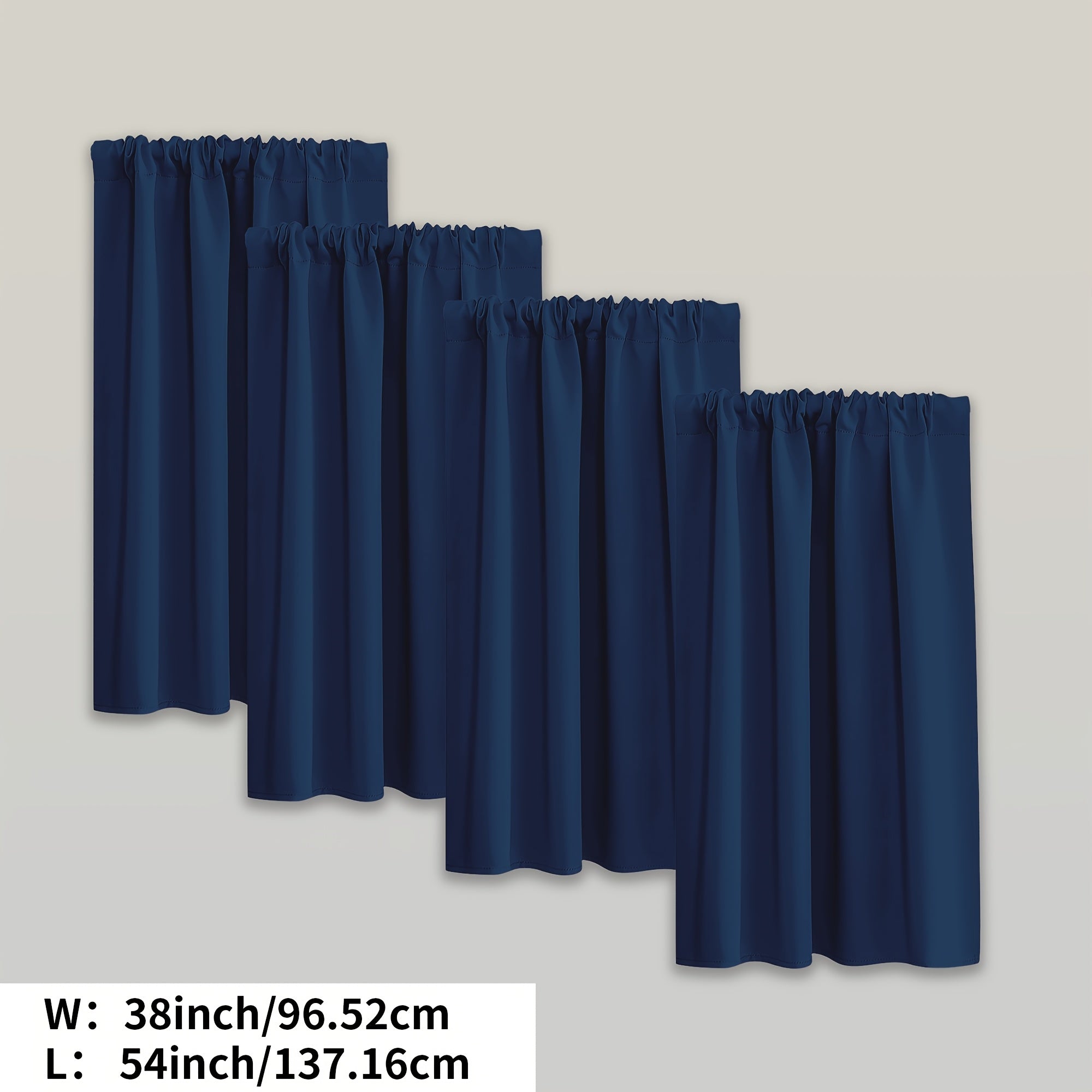 TEMU 4 Panels Blackout Curtains Room Insulation Darkening Noise Reduction Curtain Rod Pocket Curtains Bedroom Living Room Office Home Decor