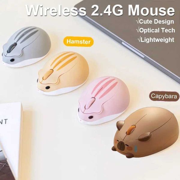 Mice Cute Capybara wireless mouse optical portable mute 2.4G desktop mouse universal computer USB mouse for PC Office girl gift CL241230
