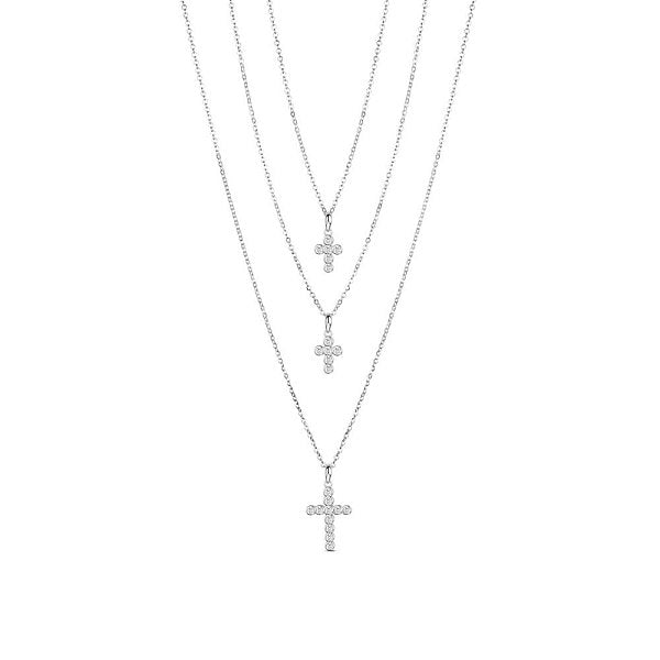 Collares de tres niveles de plata de ley con baño de rodio