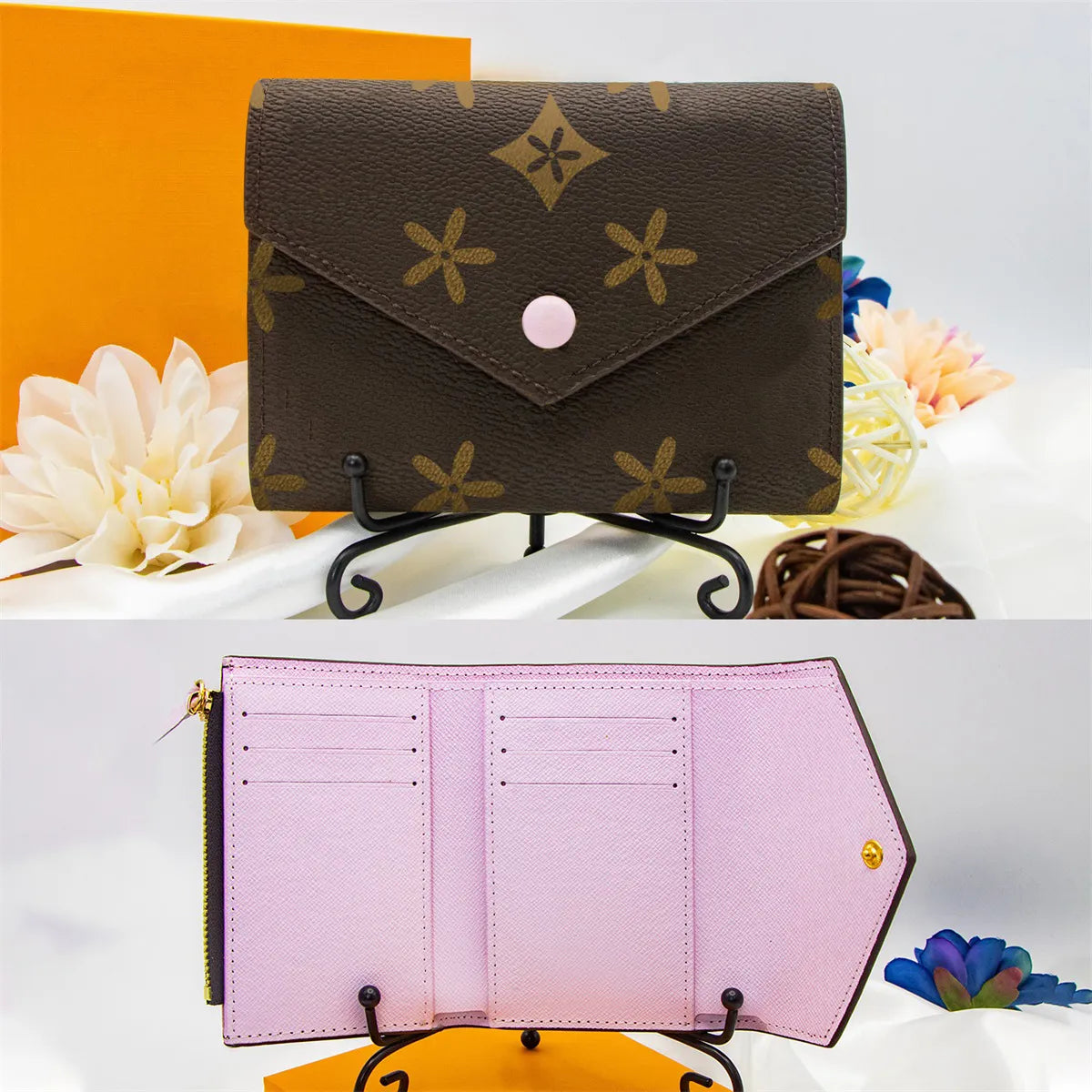 Designer Women Wallets Holders for women Coin Purse Small Wallet victorine Woman Card Holder Luxury Brown Flower Short Wallets Mini Wallets With Ora