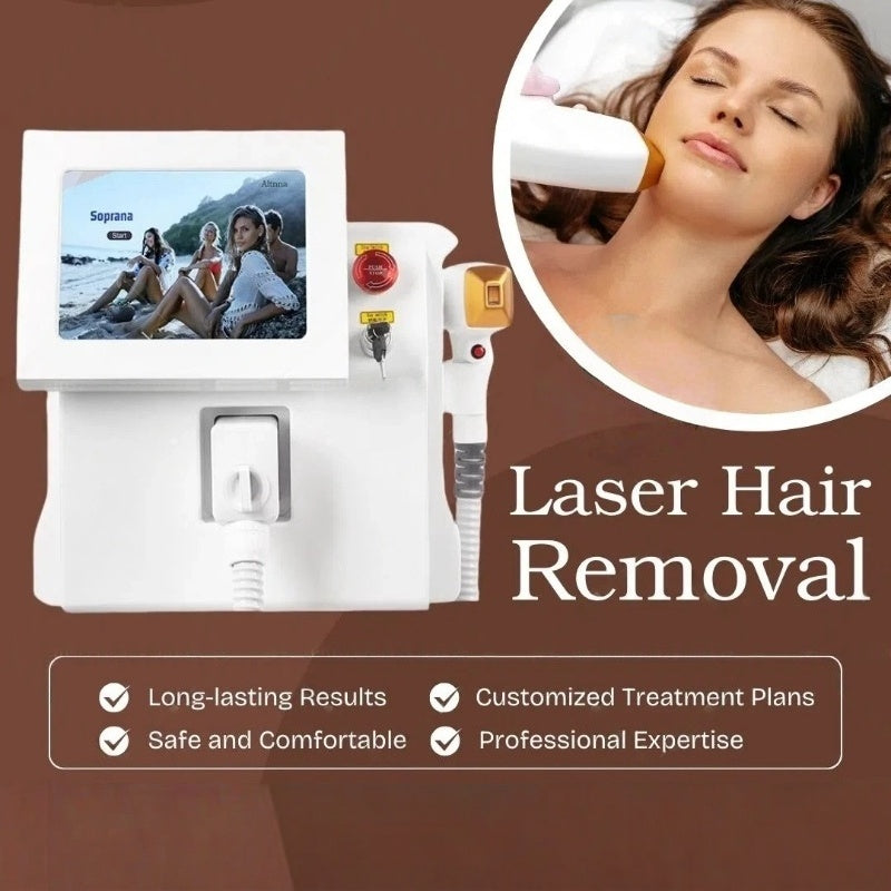 Painless 808nm Diode Laser Hair Removal 3 Wavelengths Sapphire Contact Cooling 3500W High-Power Machine for All Skin Tones
