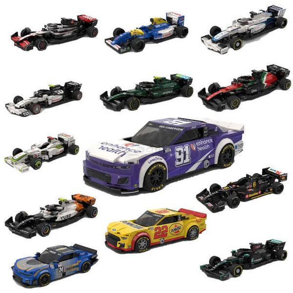 Coleção PoPar F1 (com adesivos) MOC 8 Grid Super Racing Speed Champion Building Block Toys Kids DIY Toys Gifts Z250117