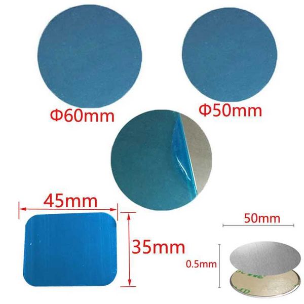 Cell Mounts Holders 5pcs 50mm 60mm 70mm 45*35mm 0.5mm thick Metal Plate disk iron sheet for Magnet Mobile Holder For Magnetic Car Phone Stan