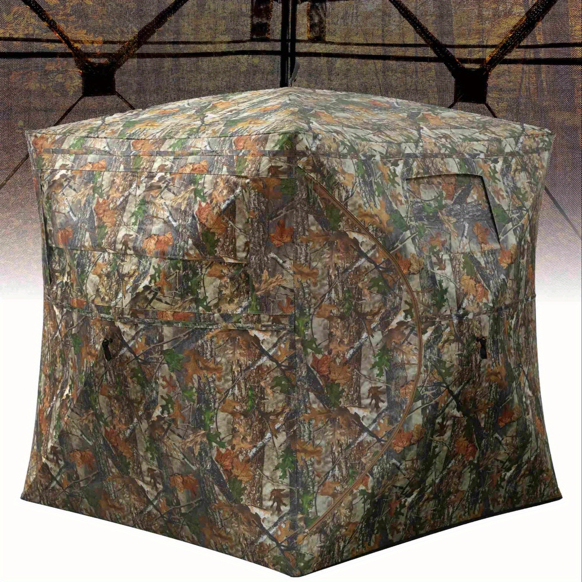 TEMU Portable Pop-up Hunting Blind - 270° See-through Silent Door With Waterproof Camouflage Tent For Deer, Turkey & Outdoor Hunting - Lightweight ,